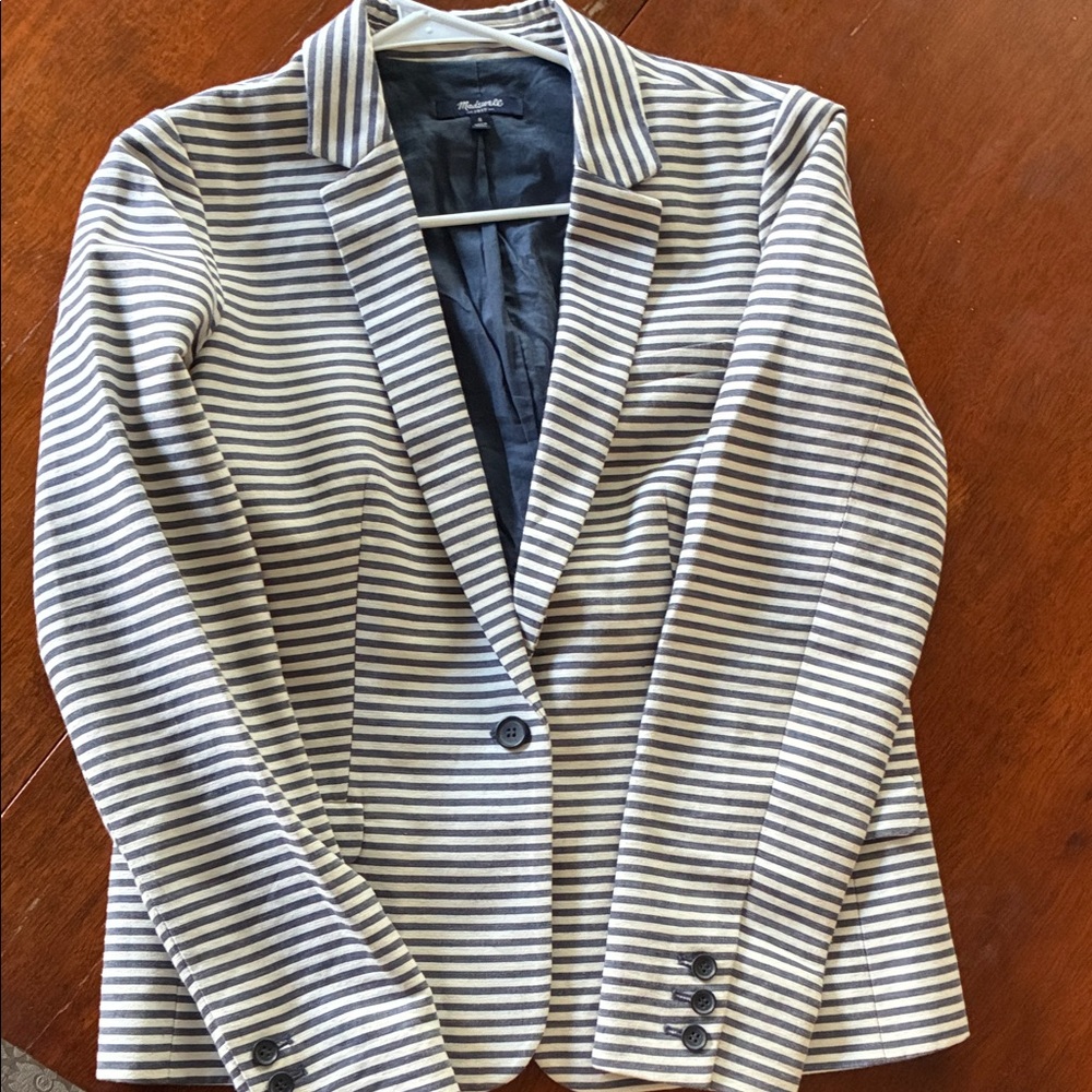Madewell Navy and White Striped Blazer